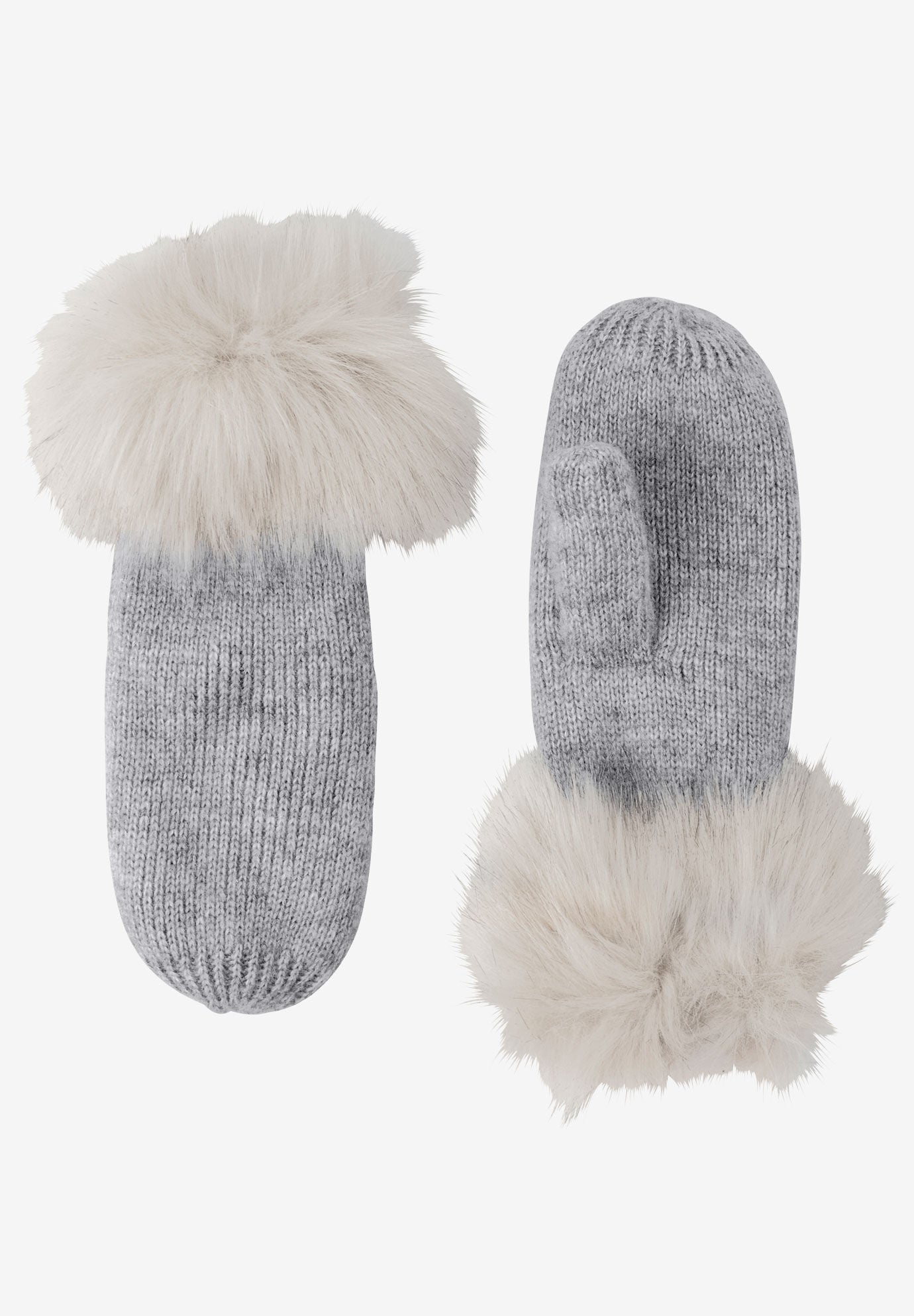 Rib Knit Mittens, HEATHER GREY, hi-res image number 0