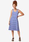 Tie-Shoulder Dress, RICH INDIGO WHITE PRINT, hi-res image number null