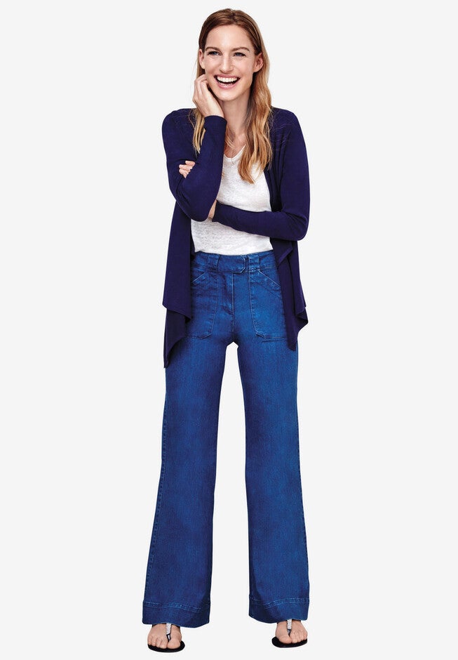 High-Waist Wide Leg Jeans, DARK STONEWASH, hi-res image number null