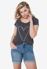 Rolled Hem Denim Shorts, LIGHT STONEWASH, hi-res image number null