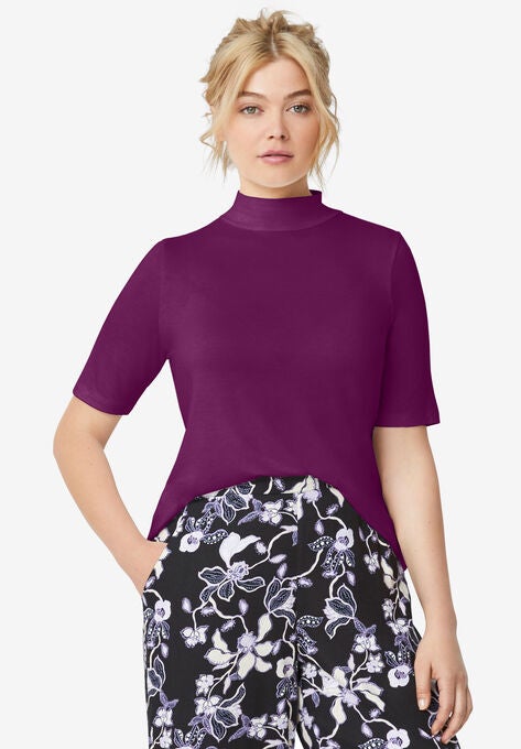 Mock Neck Tee, BOYSENBERRY, hi-res image number null