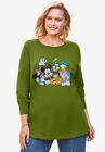 Disney Women's Long Sleeve Crew Tee Olive Disney Friends, OLIVE DISNEY FRIENDS, hi-res image number null