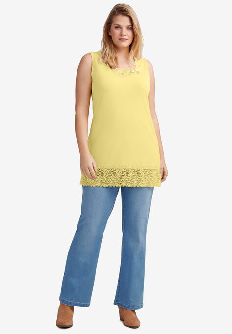 Lace Hem Tunic Tank, BUTTER, hi-res image number null