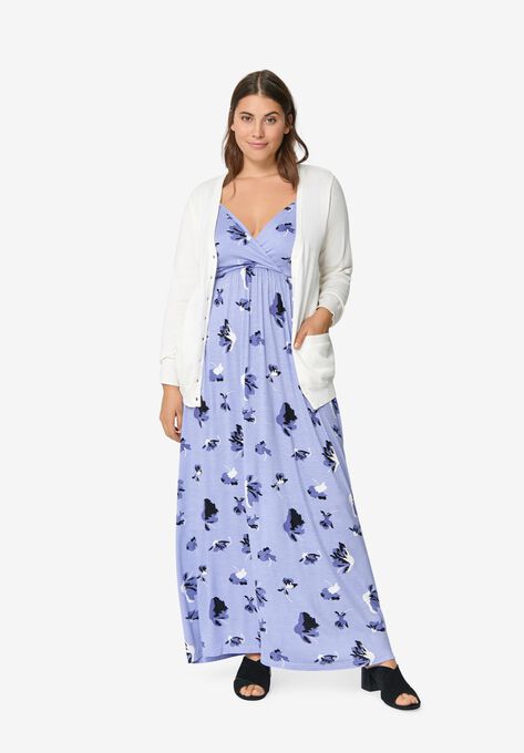 Knit Surplice Maxi Dress, , alternate image number null