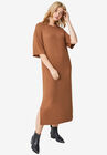 Rib-Knit Maxi Tee Dress, WALNUT BROWN, hi-res image number null