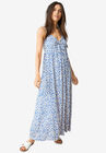 Knit Maxi Dress with Tie-Bodice, ULTRAMARINE IVORY PRINT, hi-res image number 0