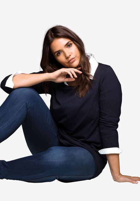 3/4 Sleeve Knit Tunic, , alternate image number null