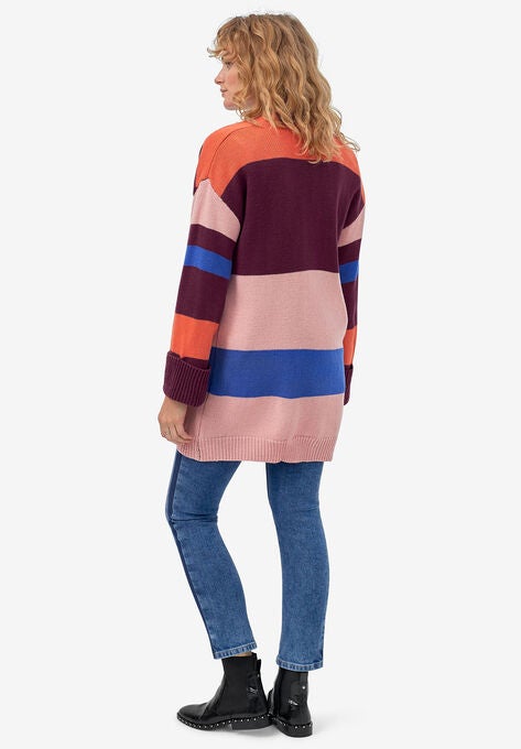 Multi-Stripe Open-Front Cardigan, , on-hover image number null