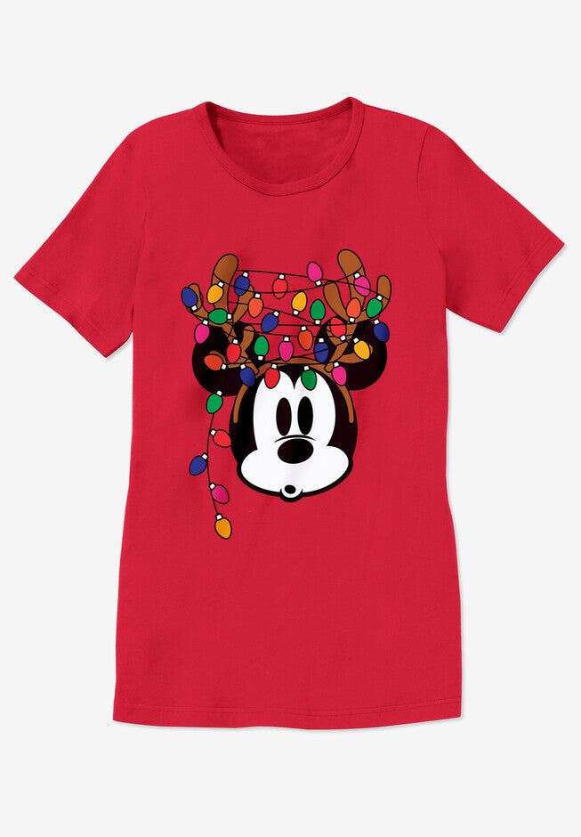 Disney Short Sleeve Crew Tee Red Mickey Lights, , alternate image number null