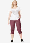 Stretch Cargo Capris by ellos®, VINTAGE PLUM, hi-res image number null