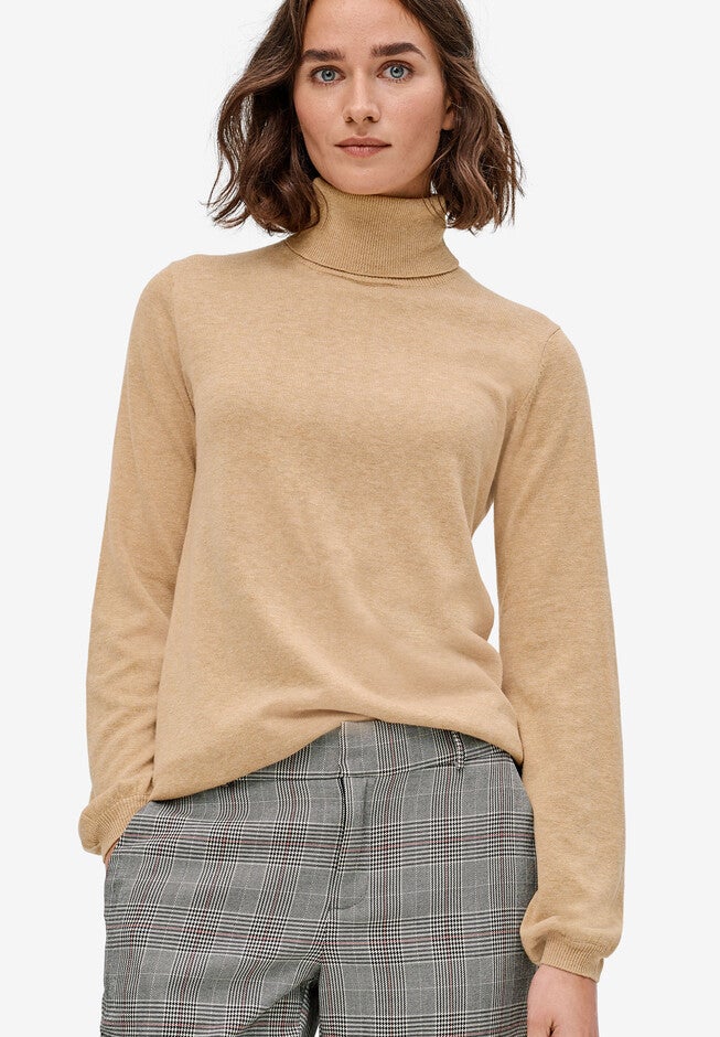 Blouson Sleeve Turtleneck, HEATHER SOFT CAMEL, hi-res image number null