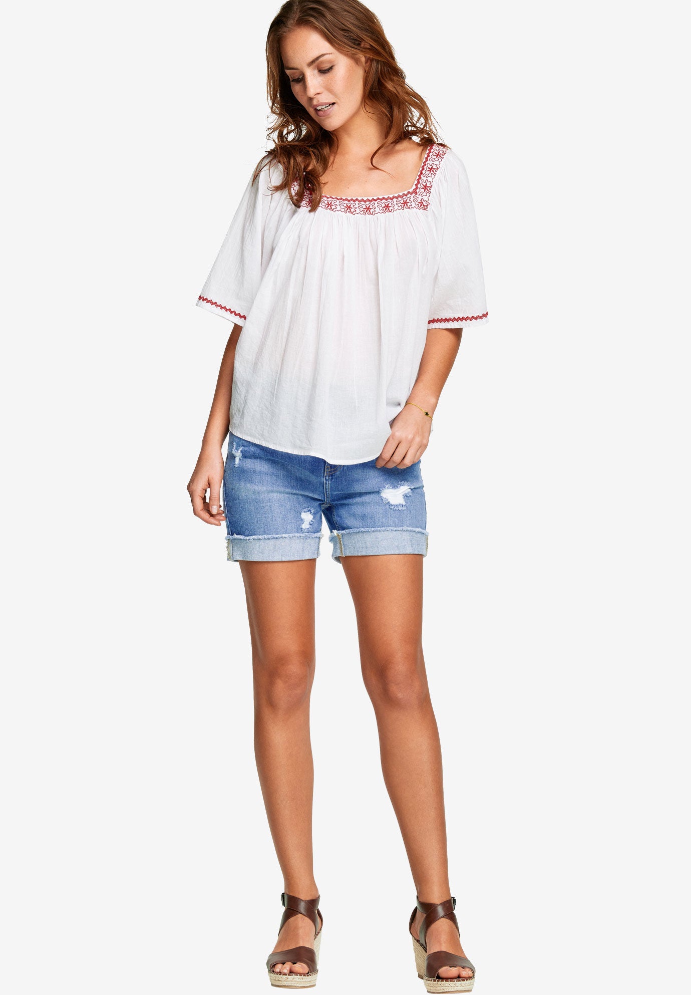 Embroidered Gauze Blouse, , alternate image number 3