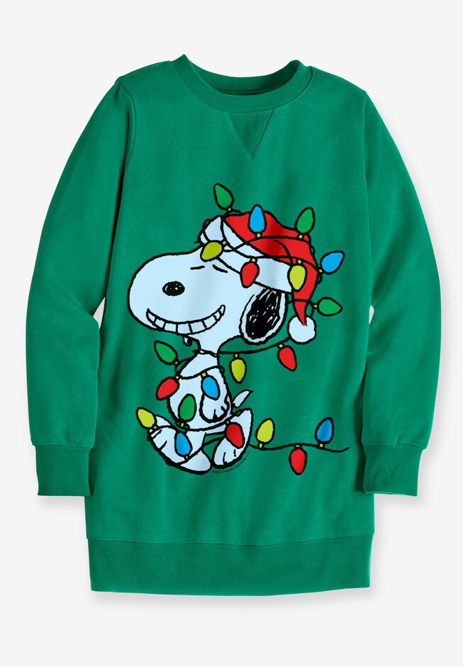 Peanuts Green X-mas Snoopy Crewneck, , alternate image number 1