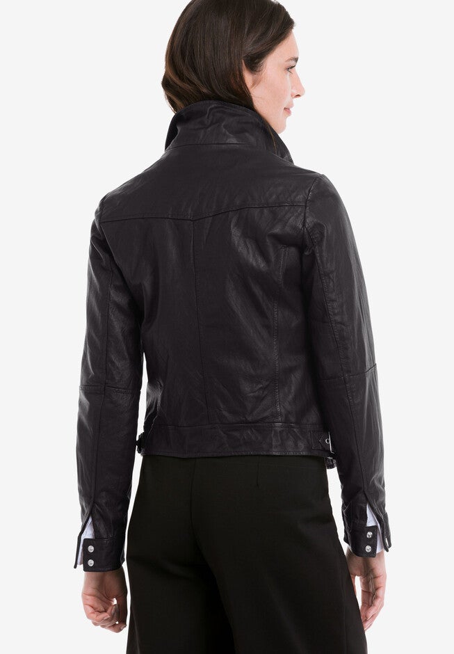Zip Front Leather Jacket, , on-hover image number null