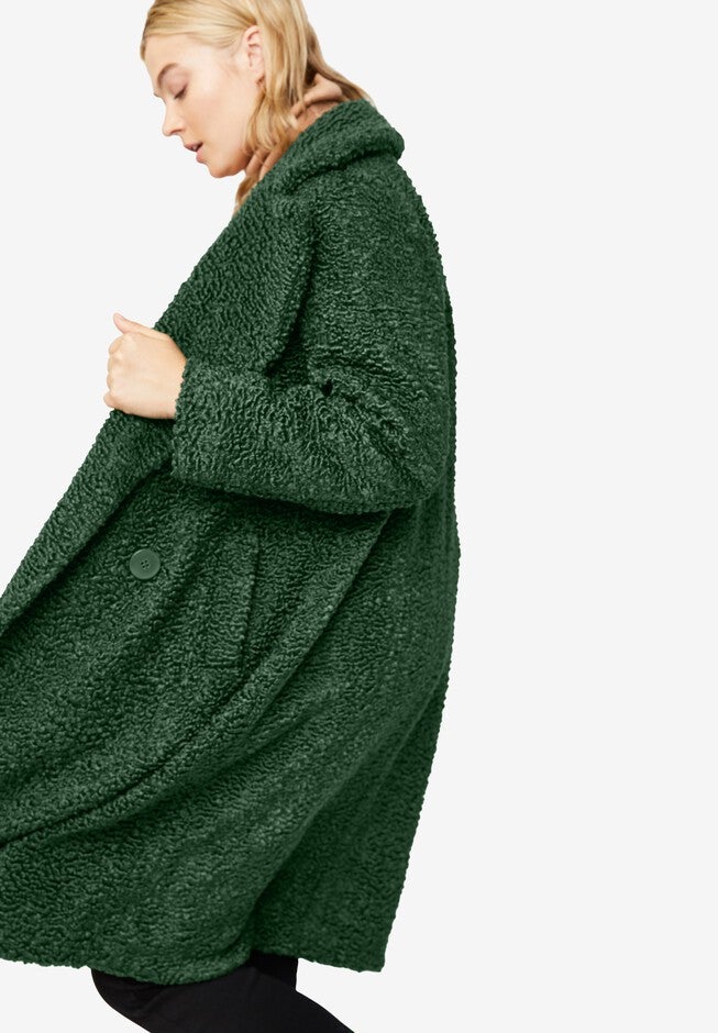 Double-Breasted Teddy Coat, MIDNIGHT GREEN, alternate image number null