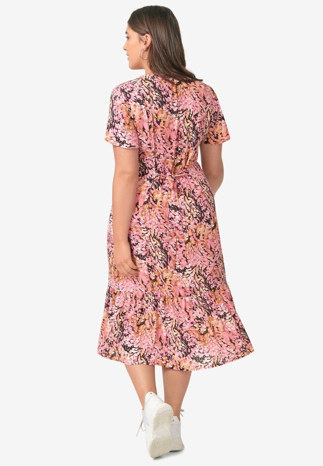 Button-Front Flounce Hem Dress, , on-hover image number 1