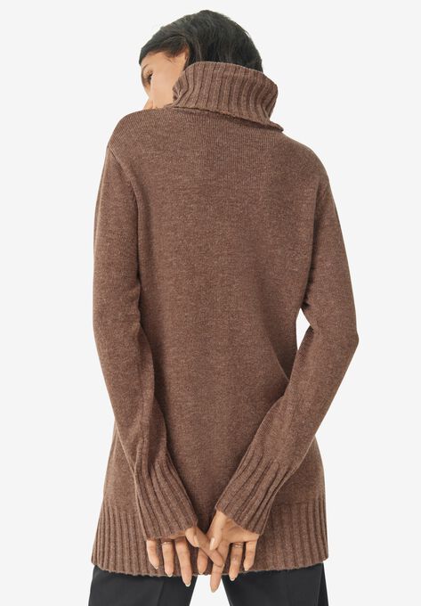 Ribbed Turtleneck Tunic Sweater, , on-hover image number null