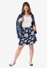 Pull-On Paperbag Waist Skort, NAVY FLORAL, hi-res image number null