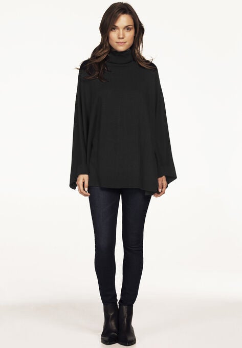 Turtleneck Poncho Sweater, , alternate image number null