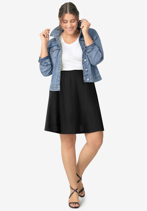 Print A-Line Skirt, BLACK, hi-res image number null