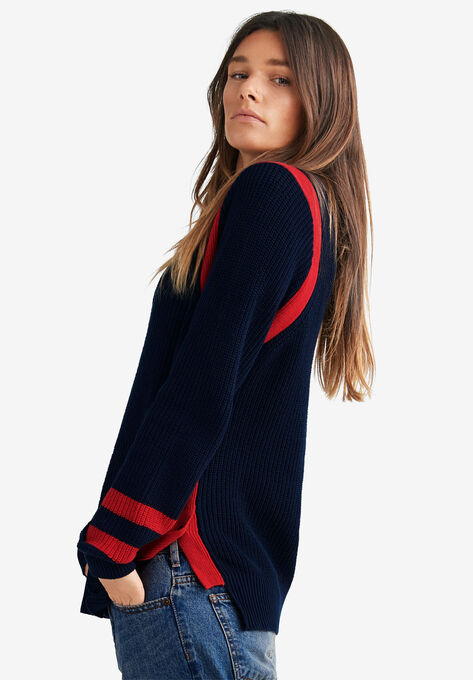 Side Stripe Mockneck Sweater, , on-hover image number null