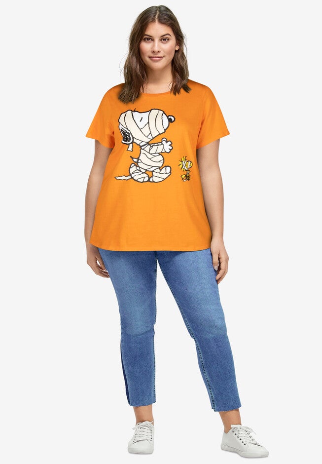 Peanuts Short-Sleeve Orange Snoopy Mummy Crew Tee, ORANGE SNOOPY MUMMY, hi-res image number null