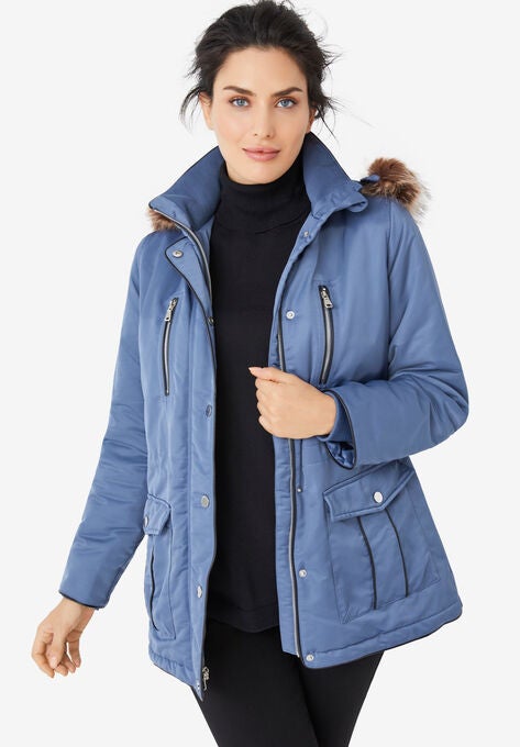 4-Pocket High-Low Parka, DUSTY BLUE, hi-res image number null