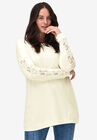 Lace Trim Sweatshirt Tunic, IVORY, hi-res image number null