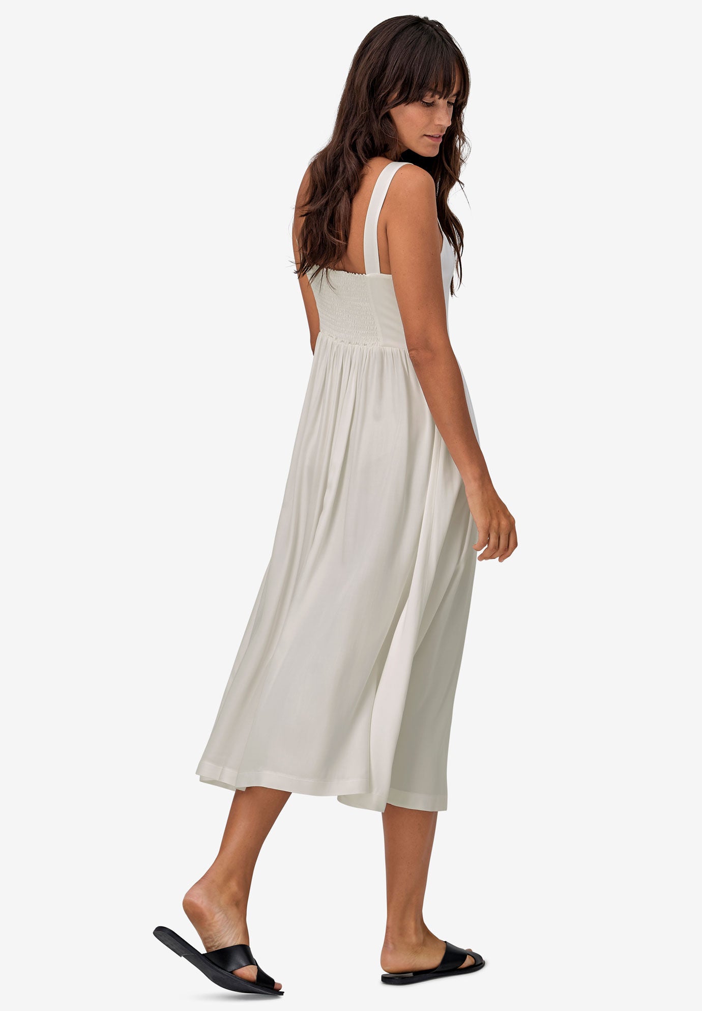 Button-Front A-Line Midi Dress, WHITE, on-hover image number 1