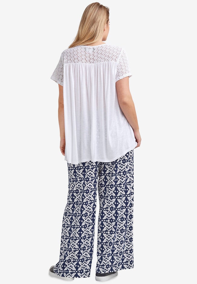Pleated Wide Leg Knit Pants, , alternate image number 2