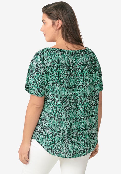 Keyhole Peasant Blouse, , on-hover image number null