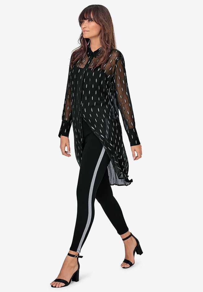 Glitter Side Stripe Ponte Leggings, , alternate image number null