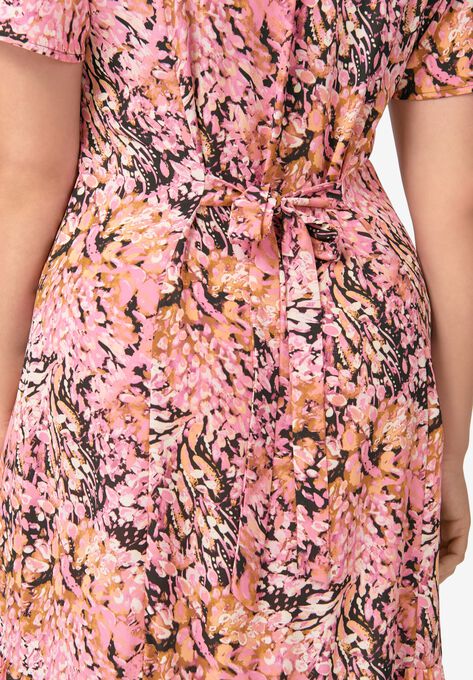 Button-Front Flounce Hem Dress, , alternate image number null