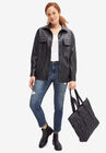 Faux Leather Shirt Jacket, BLACK, hi-res image number null