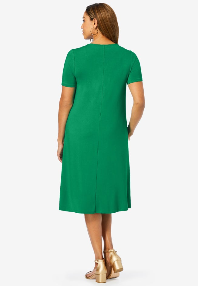 Stretch Knit A-Line Dress image number 1