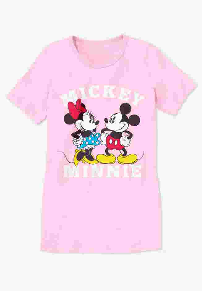 Disney Short Sleeve Crew Tee Pink Mickey Minnie image number 1