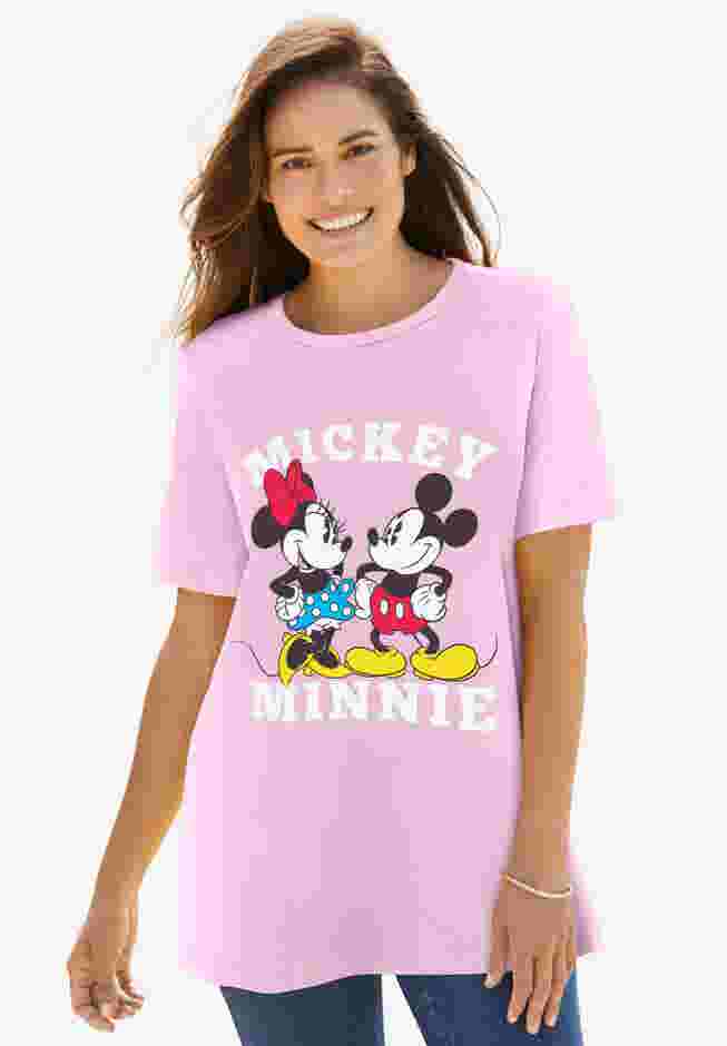 Disney Short Sleeve Crew Tee Pink Mickey Minnie image number 0