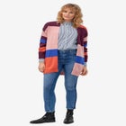 Multi-Stripe Open-Front Cardigan image number null