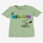 Peanuts Short Sleeve Crew Tee Sage Snoopy Woodstock image number null