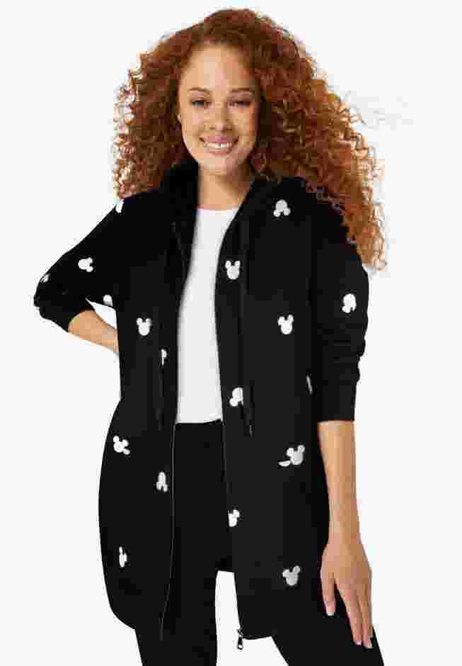 Disney Zip Up Fleece Hoodie Black Mickey Ears image number 0