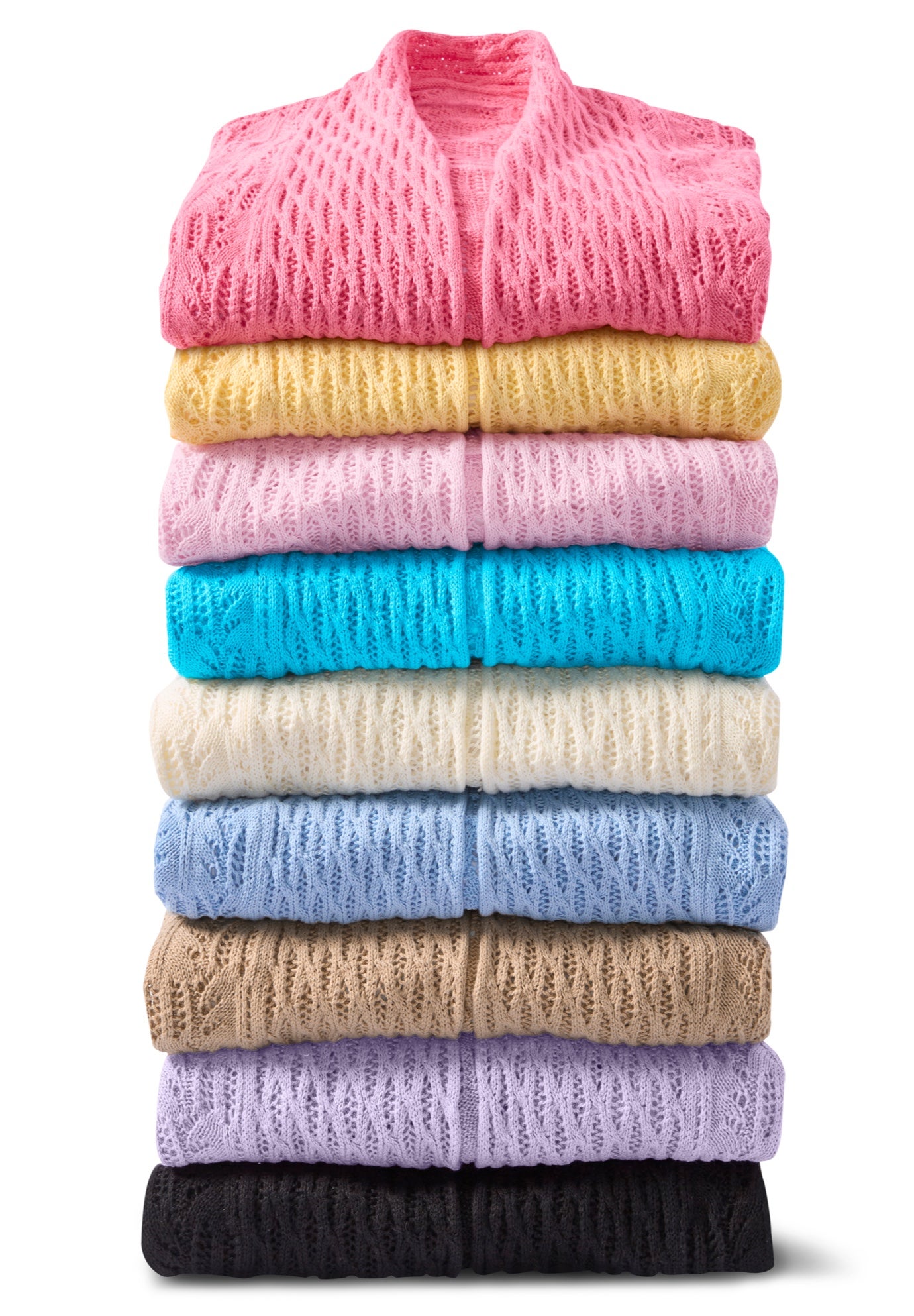 Open Front Pointelle Cardigan Sweater image number 4