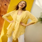 Open Front Pointelle Cardigan Sweater image number null