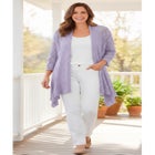 Open Front Pointelle Cardigan Sweater image number null