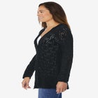 Open Front Pointelle Cardigan Sweater image number 2