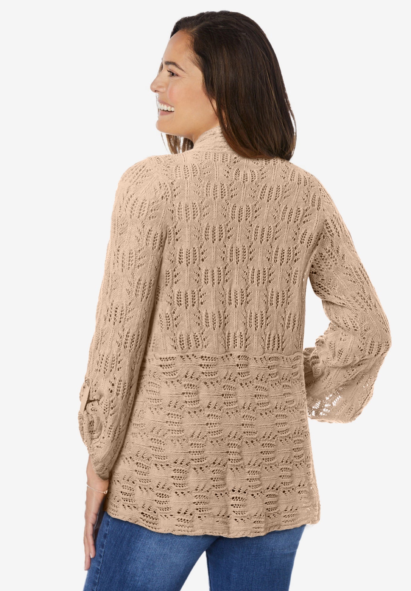 Open Front Pointelle Cardigan image number 1