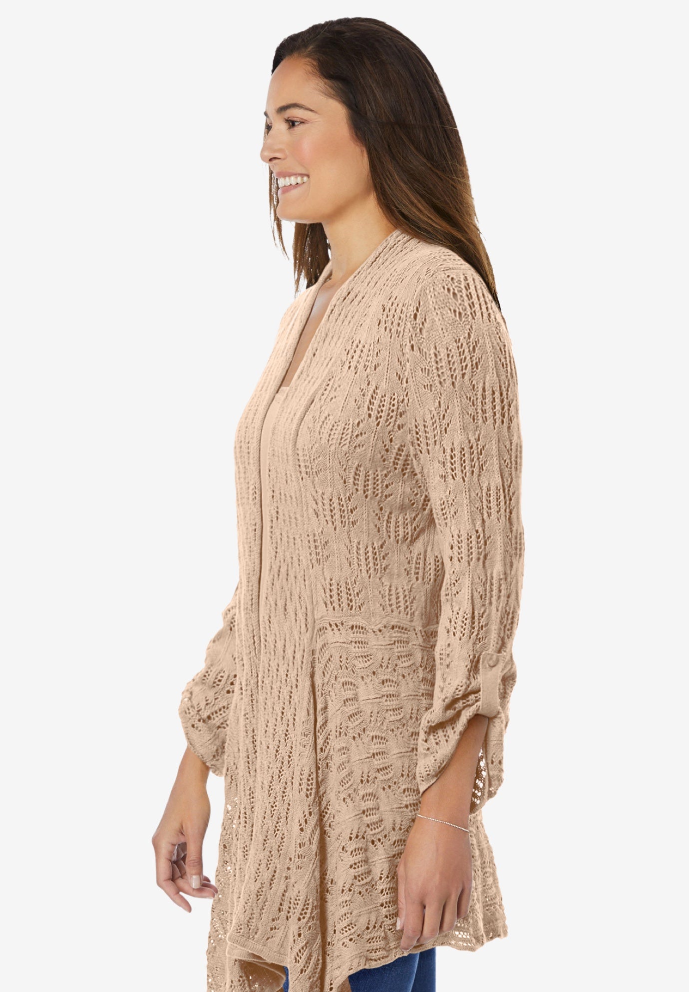 Open Front Pointelle Cardigan image number 2