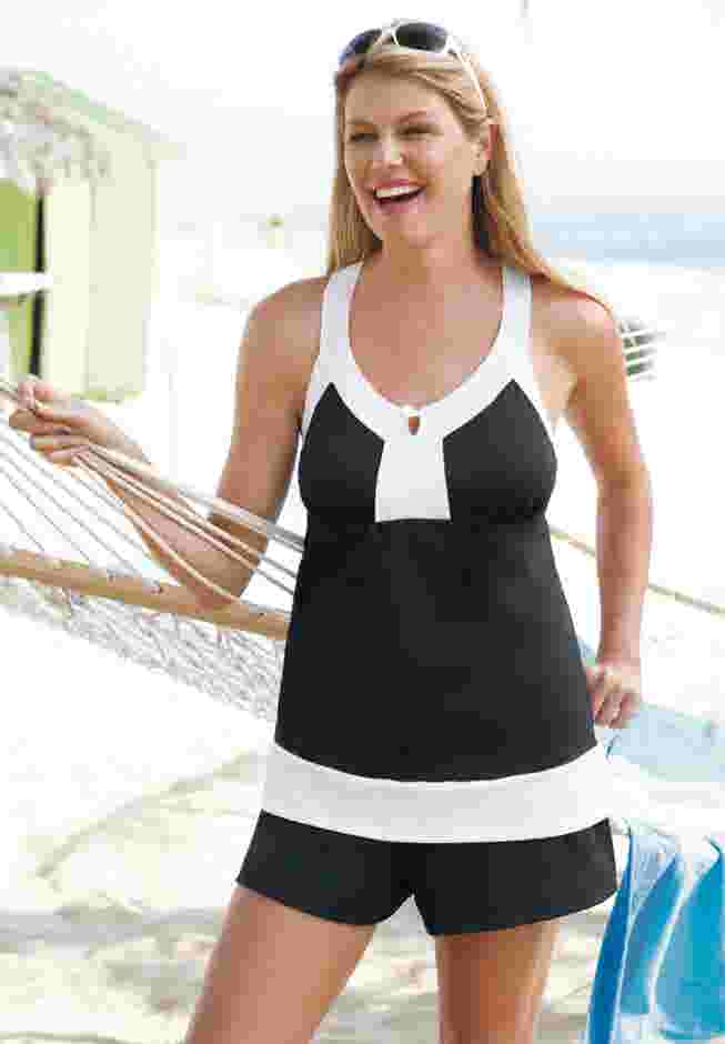Colorblock Tankini Top & Short Set image number 0