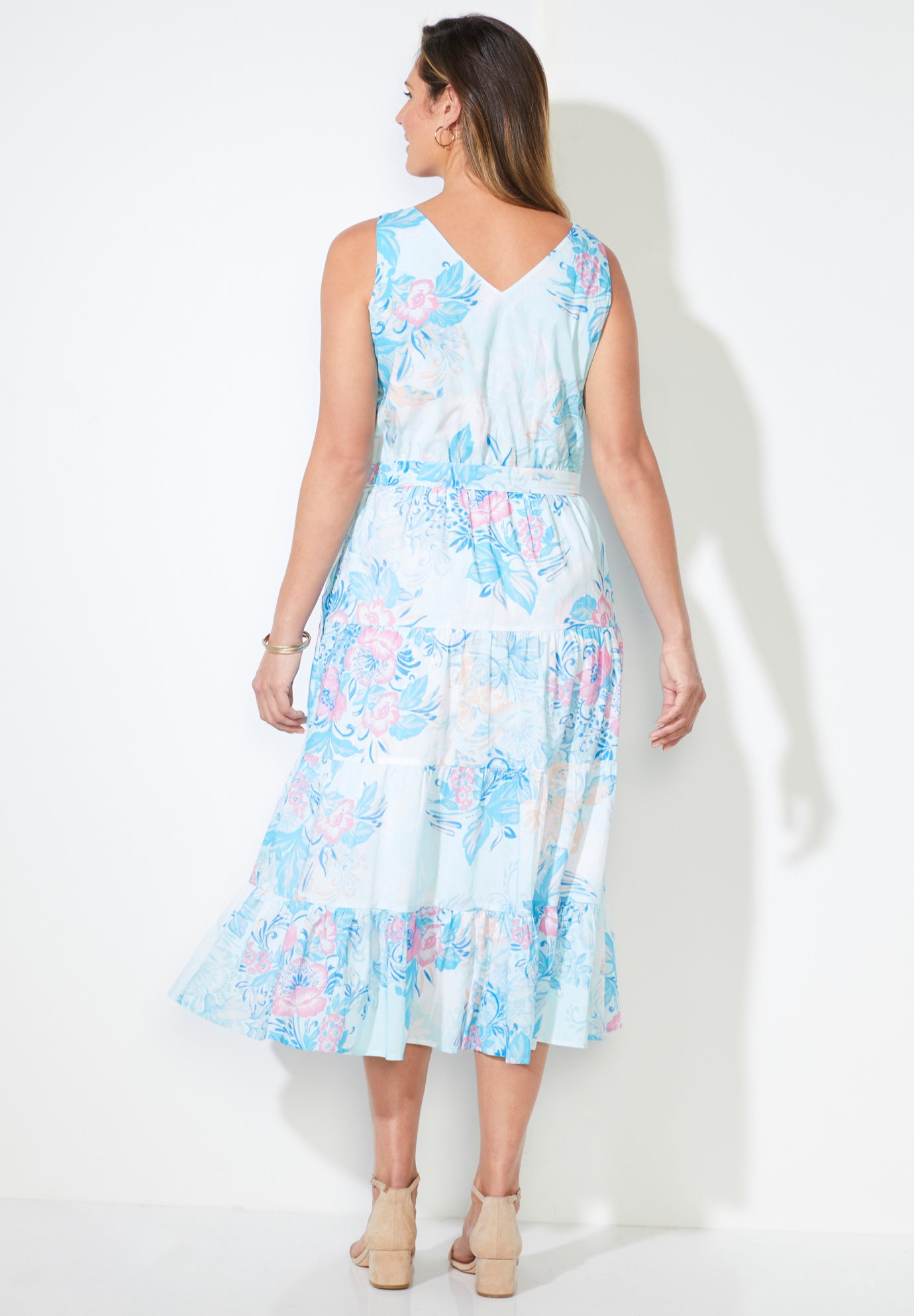 Liz&Me&reg; V-Neck Tier Midi Dress image number 1