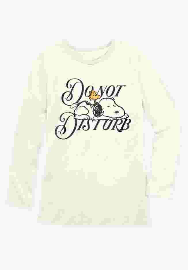 Peanuts Women's Long Sleeve Crew Tee Ivory Snoopy image number 1