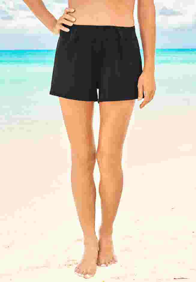 Wide-Band Swim Short with Built-In Brief image number 0